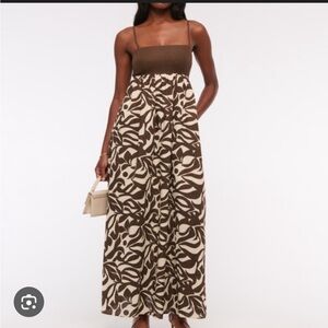 Abercrombie & Fitch Cream and Brown Leaf-Print Maxi Skirt
